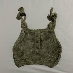 Olive Knit Crop Tank